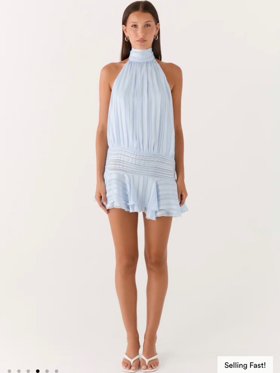 Peppermayo Dresses & Skirts - NWT Peppermayo Light Blue Willow Chiffon Mini Dress Size 6 Halter Neck Tie
